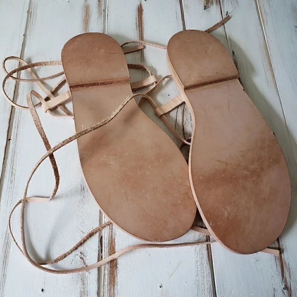 NEVER WORN TUTO HANDMADE LEATHER SANDALS SZ 7 - Picture 7 of 7